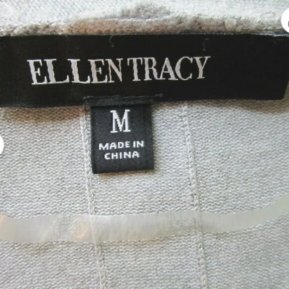 Ellen Tracy GRAY viscose nylon Cardigan Duster Drop Shoulder Pockets M worn once - Picture 6 of 8